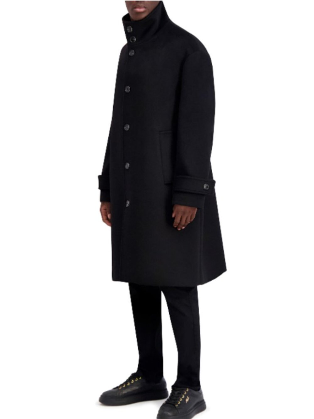 KARL LAGERFELD PARIS Wool Blend Top Coat XL Charcoal